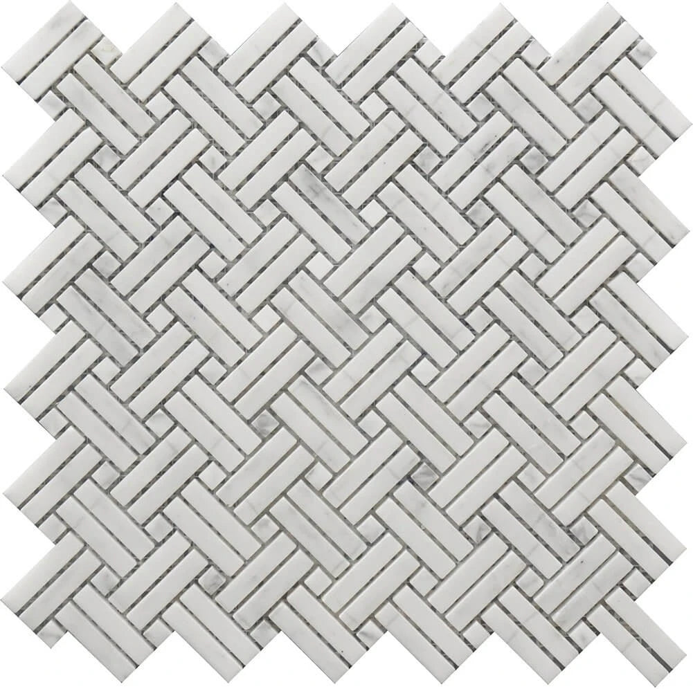 Rockart Crossed Basket Weave Marble Mosaic Tile
