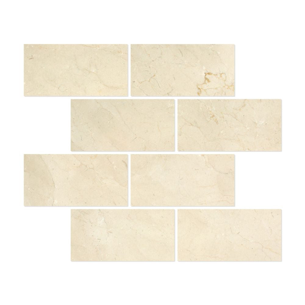12 x 24 Honed Crema Marfil Marble Tile
