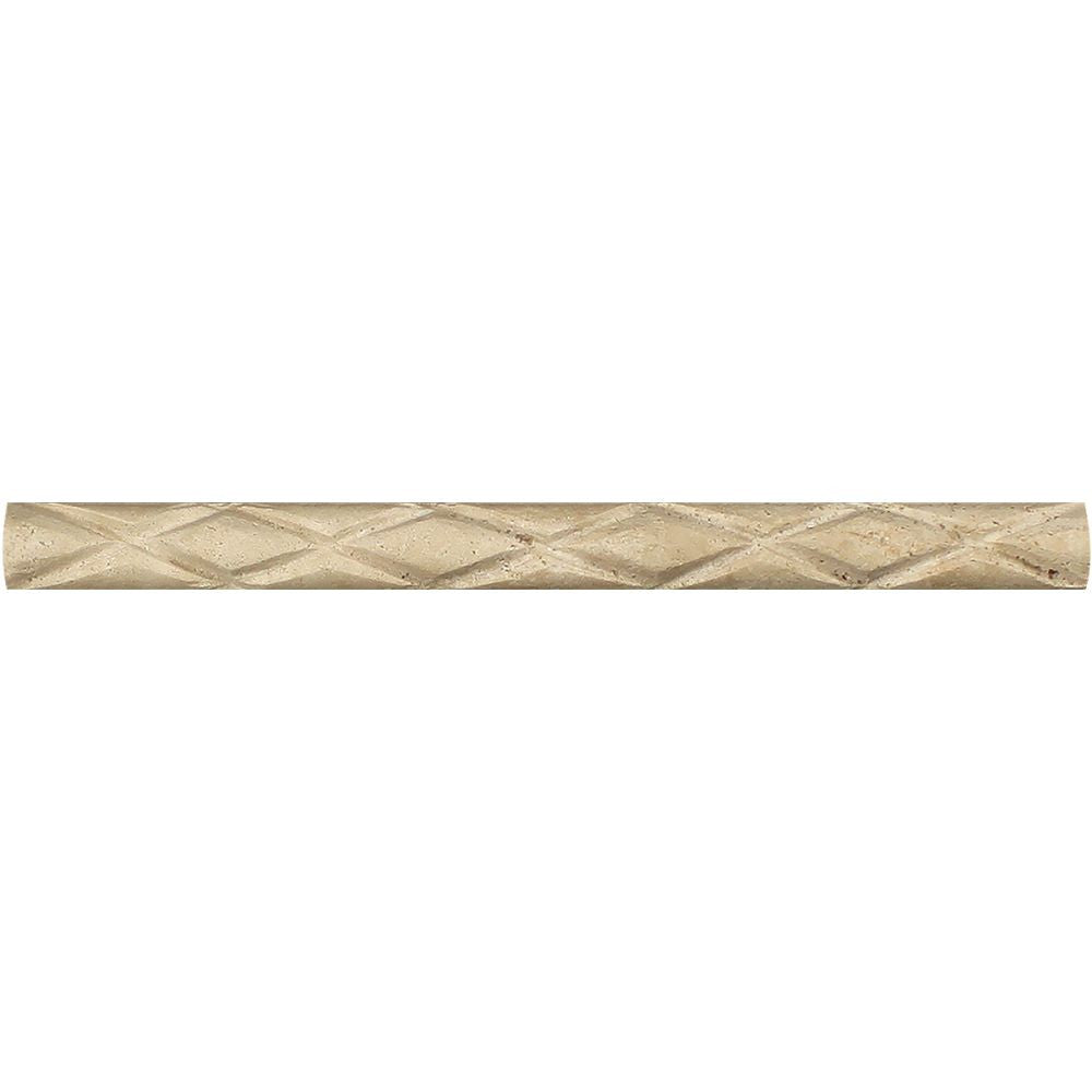 1 x 12 Honed Ivory Travertine Diamond Rope Liner