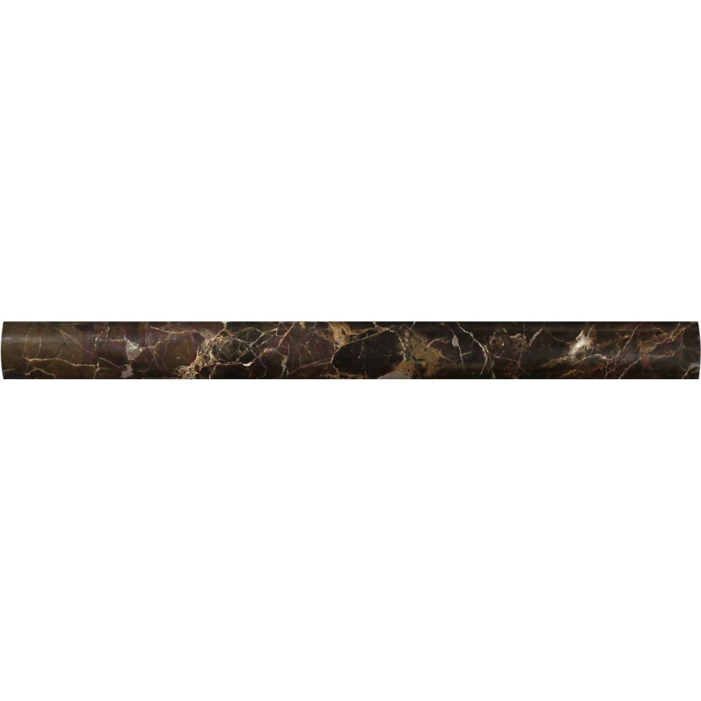 1 x 12 Polished Emperador Dark Marble Quarter Round Trim