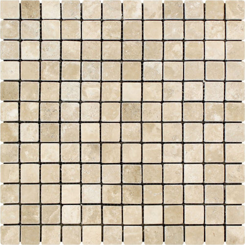 1 x 1 Tumbled Durango Travertine Mosaic Tile