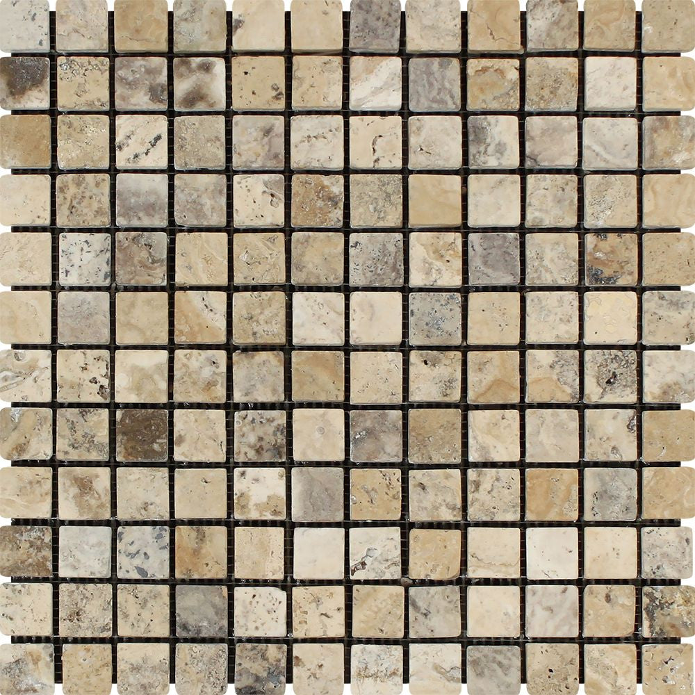 1 x 1 Tumbled Philadelphia Travertine Mosaic Tile