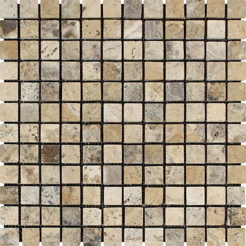 1 x 1 Tumbled Philadelphia Travertine Mosaic Tile