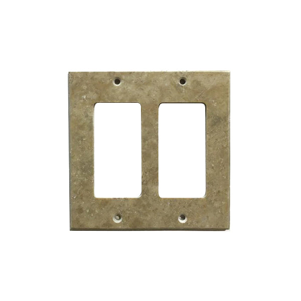 Light Walnut Travertine 2 Rocker Switch Plate Cover / Wall Plate - Honed