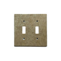 Light Walnut Travertine 2 Toggle Switch Plate Cover / Wall Plate - Honed