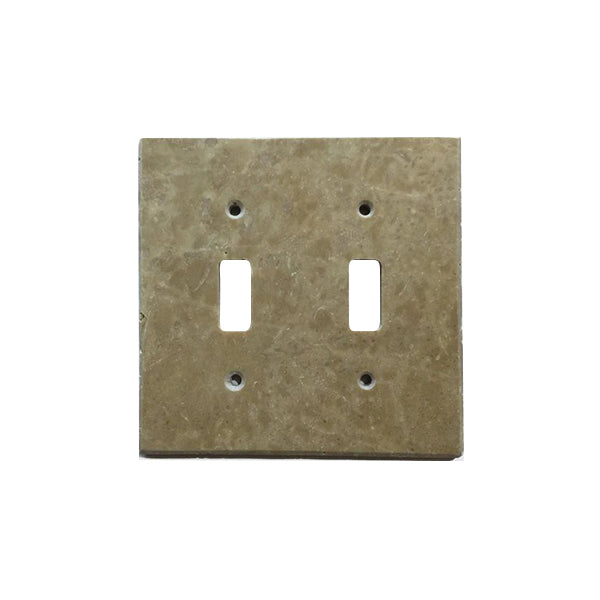 Light Walnut Travertine 2 Toggle Switch Plate Cover / Wall Plate - Honed