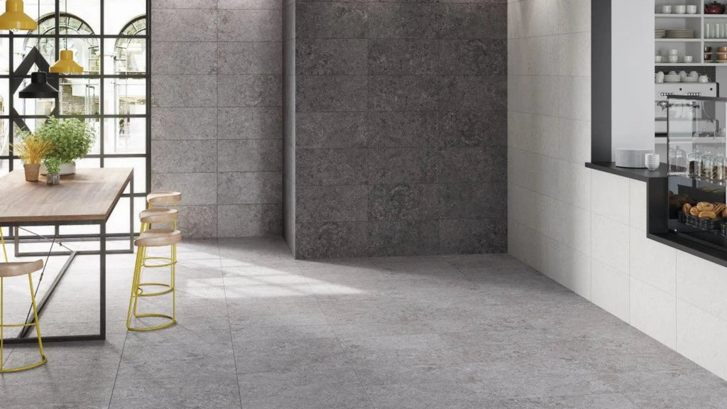 Basalt Graphite Porcelain Tile – room scene