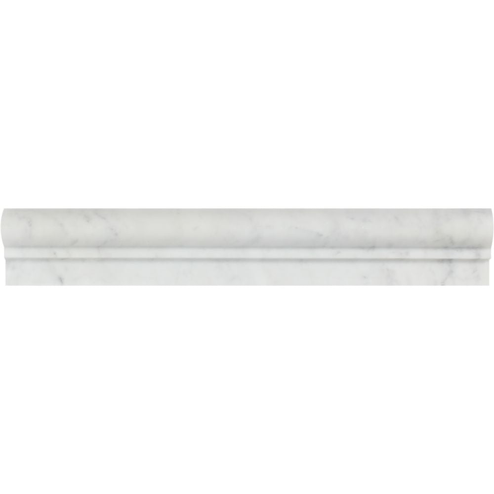 2 x 12 Honed Bianco Carrara Marble Single-Step Chair Rail Trim
