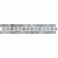 2 x 12 Polished Bianco Carrara Marble BIAS Border w/ Blue-Gray Dots