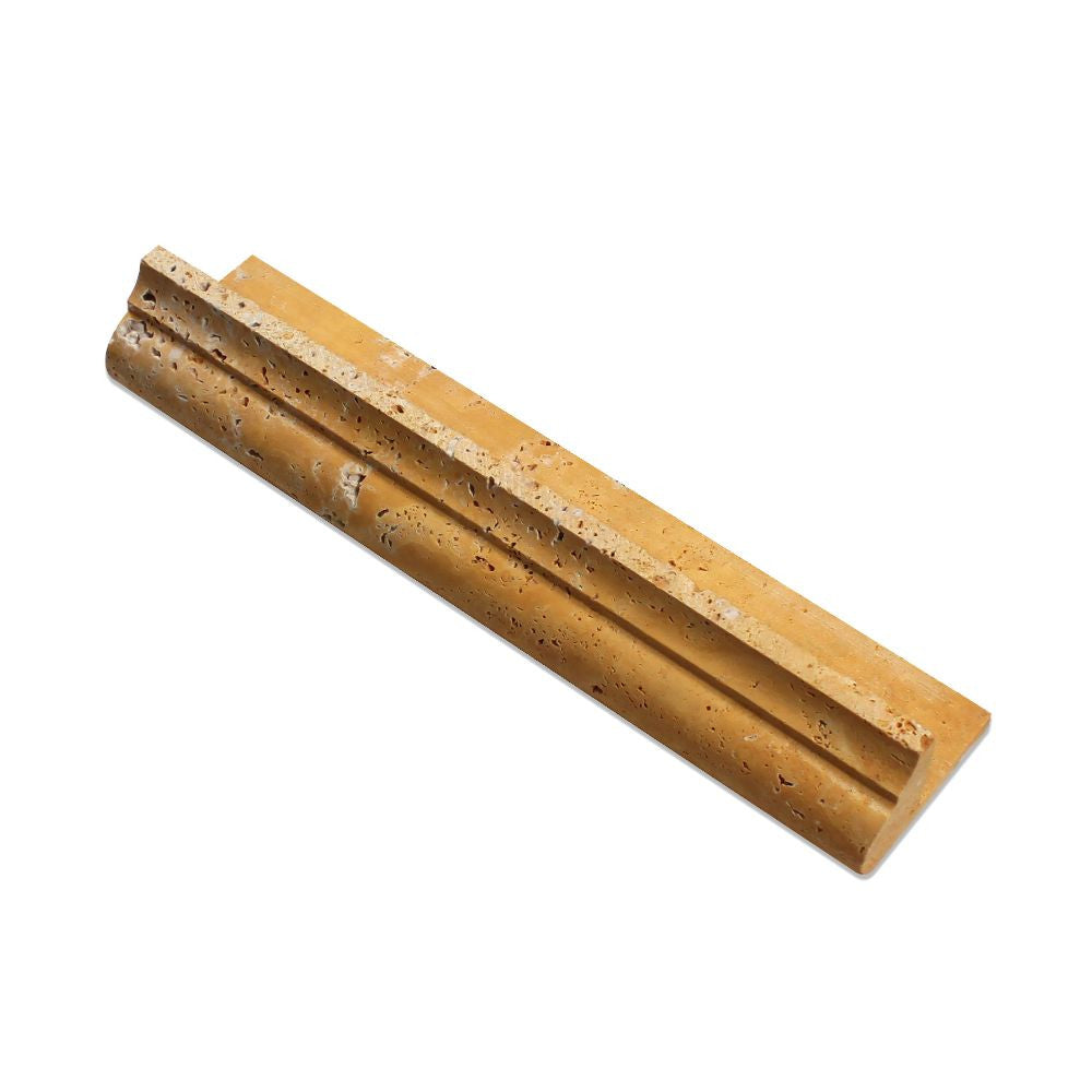 2 x 3 x 12 Honed Gold Travertine Corner Ogee Trim