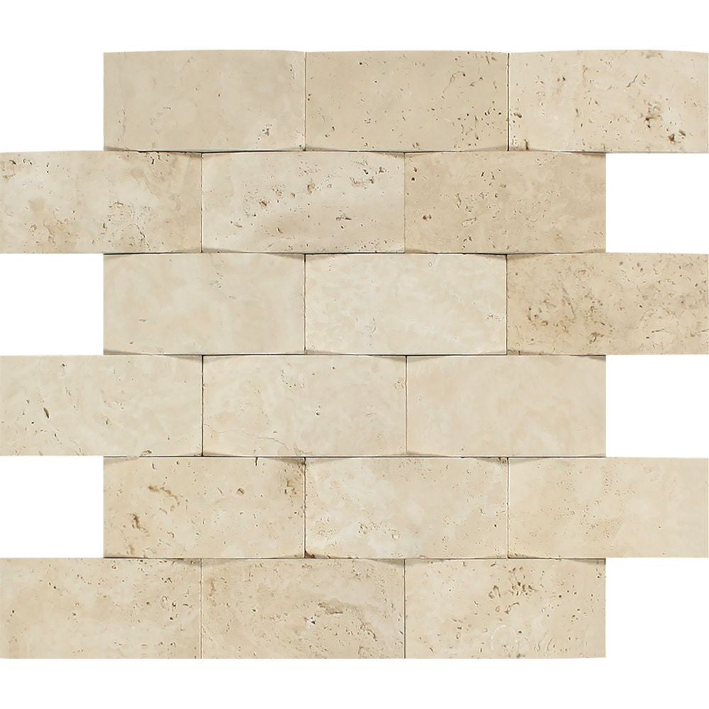 2 x 4 CNC-Arched Ivory Travertine Brick Mosaic Tile
