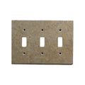 Light Walnut Travertine 3 Toggle Switch Plate Cover / Wall Plate - Honed