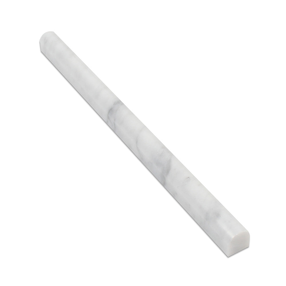 3/4 x 12 Honed Bianco Carrara Marble Bullnose Liner