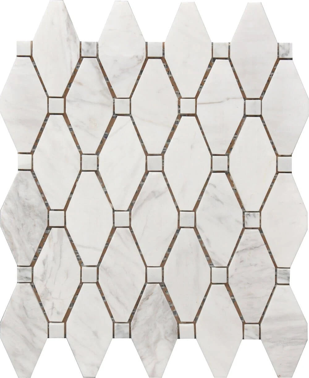 Rockart Large Rhombus Marble Mosaic Tile