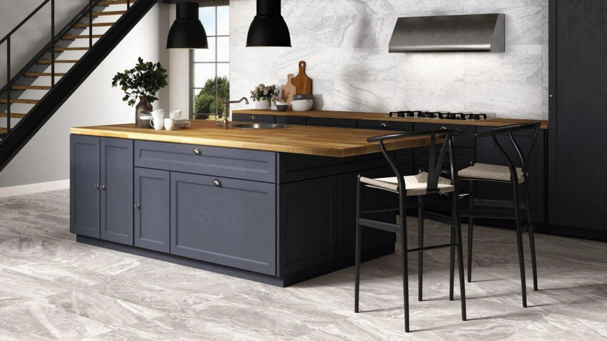 Vesta White Porcelain Tile – room scene