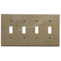 Light Walnut Travertine 4 Toggle Switch Plate Cover / Wall Plate - Honed