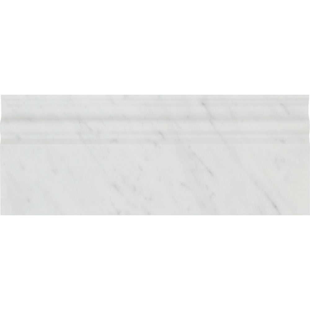 4 3/4 x 12 Honed Bianco Carrara Marble Baseboard Trim