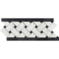 4 3/4 x 12 Honed Bianco Carrara Marble Basketweave Border w/ Black Dots