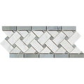 4 3/4 x 12 Honed Bianco Carrara Marble Basketweave Border w/ Blue-Gray Dots