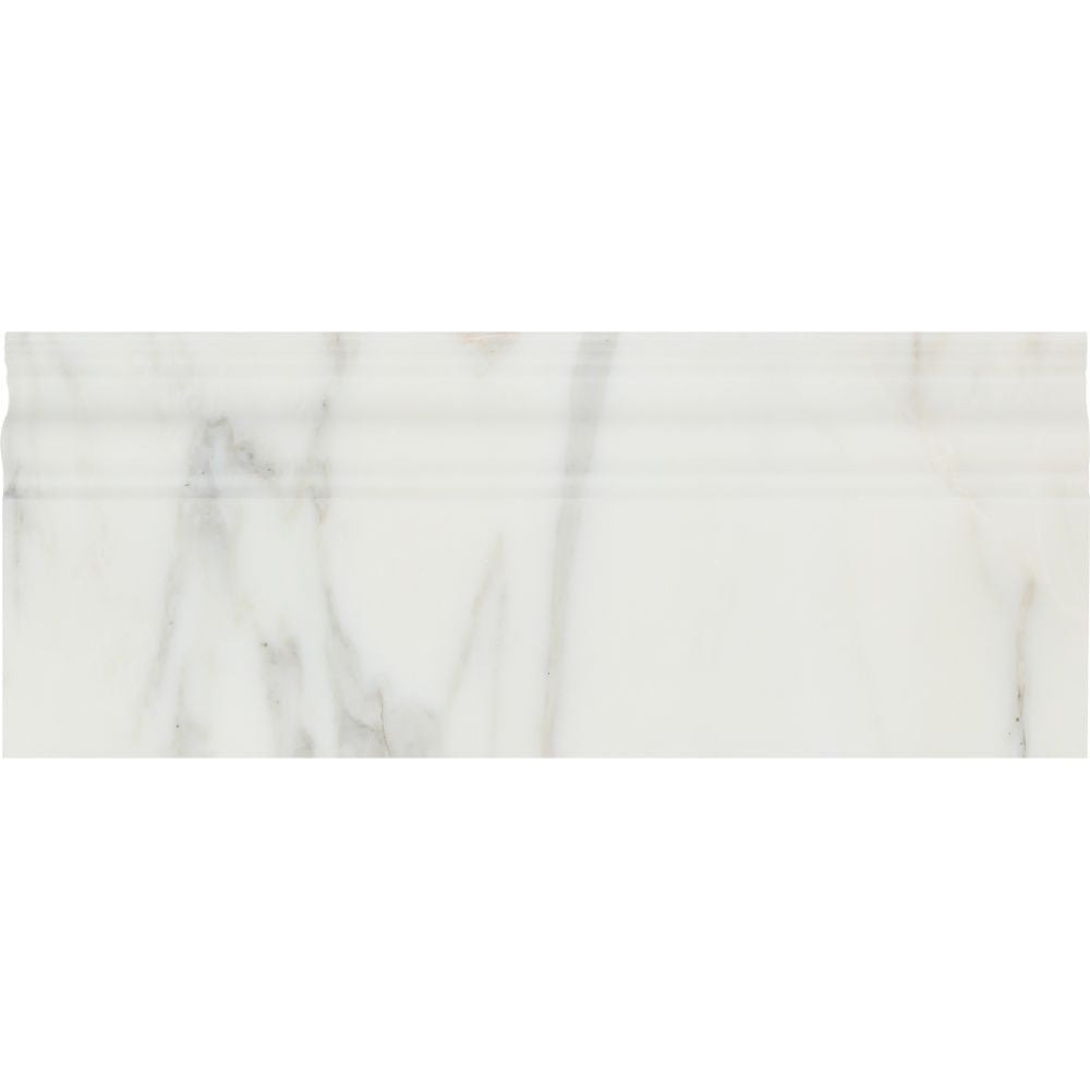 4 3/4 x 12 Polished Calacatta Gold Marble Baseboard Trim