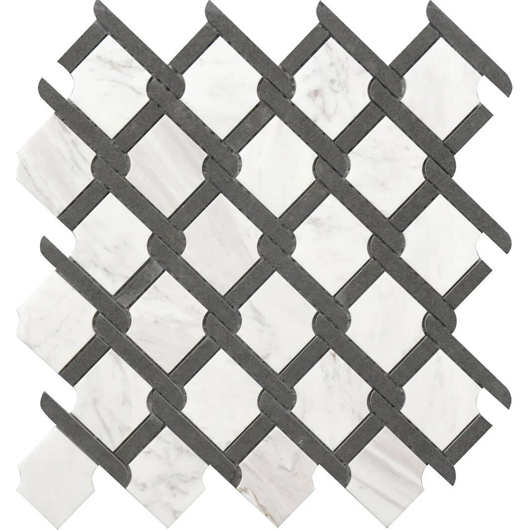 Rockart Black & White Medallion Marble Mosaic Tile