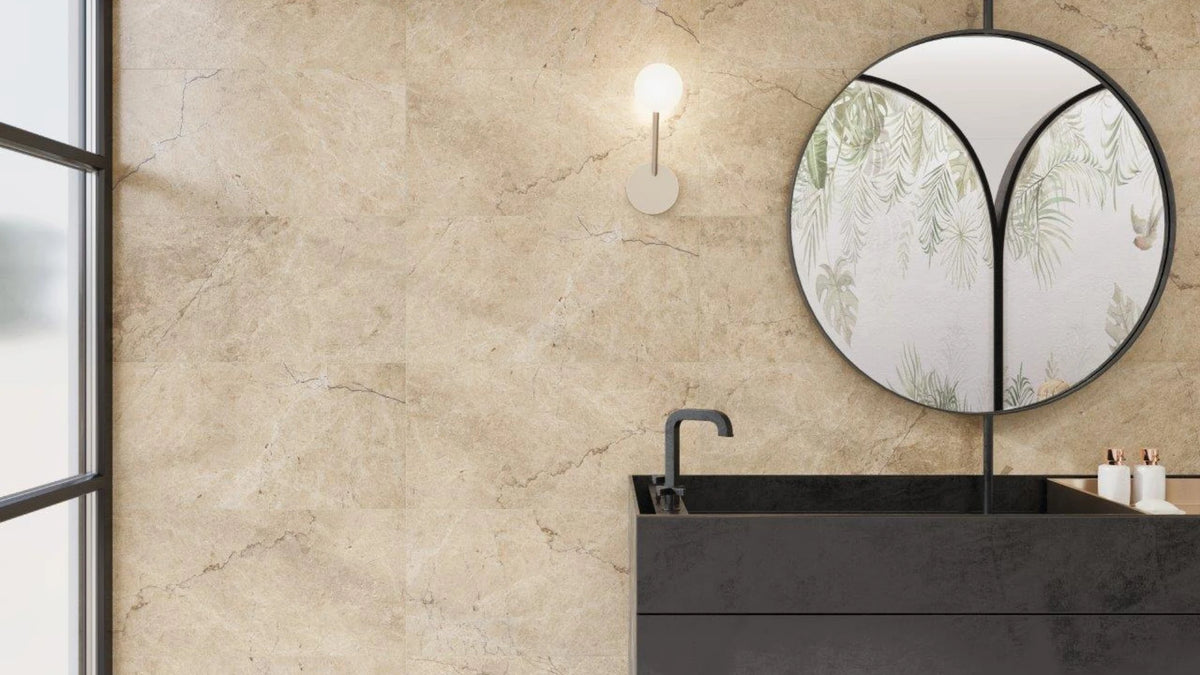 Moscato Sand Porcelain Tile – room scene