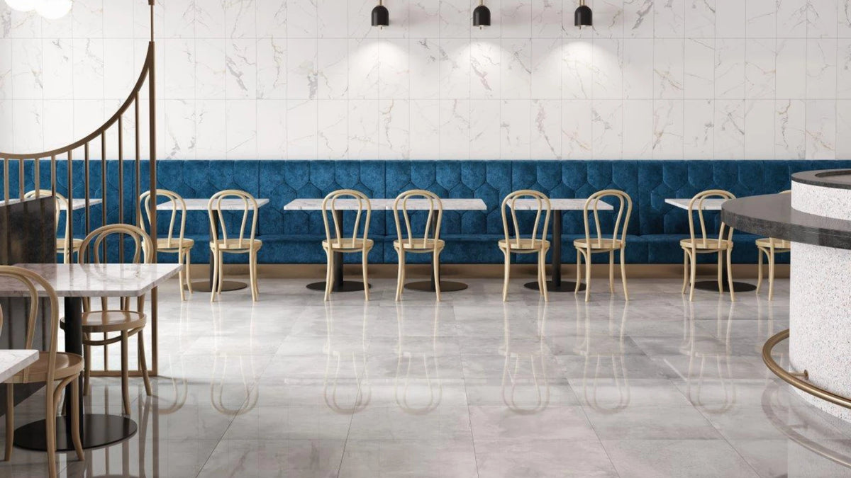 Polaris White Porcelain Tile – room scene