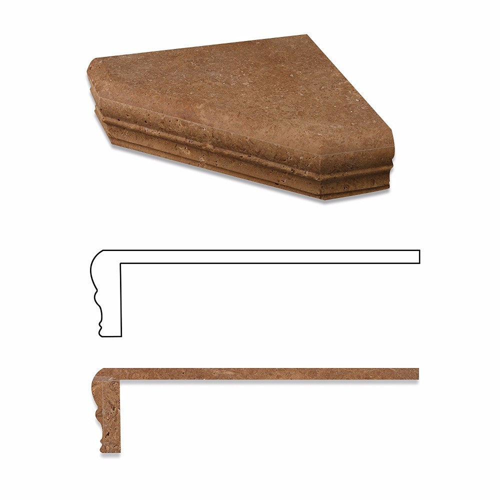 Noce Travertine Shower Corner Shelf - Honed