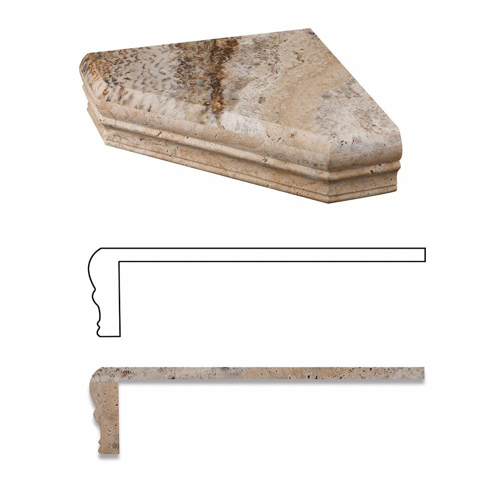 Philadelphia Travertine Shower Corner Shelf - Honed