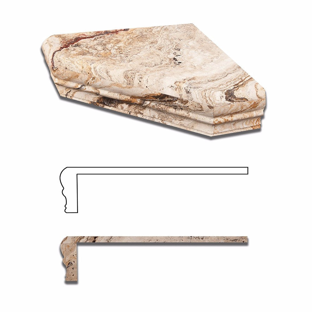 Valencia Travertine Shower Corner Shelf - Honed