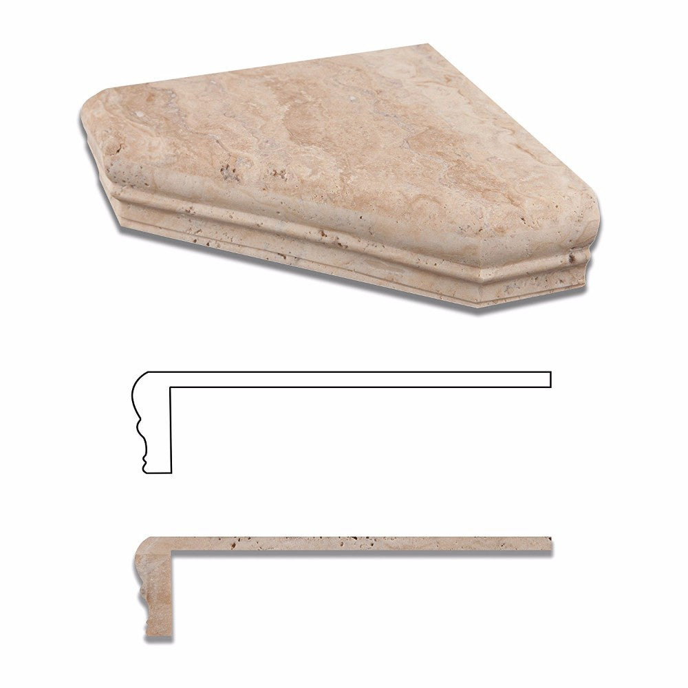 Philadelphia Light Travertine Shower Corner Shelf - Honed