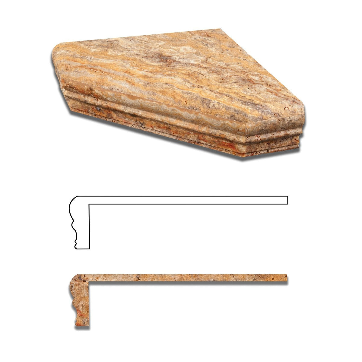 Scabos Travertine Shower Corner Shelf - Honed