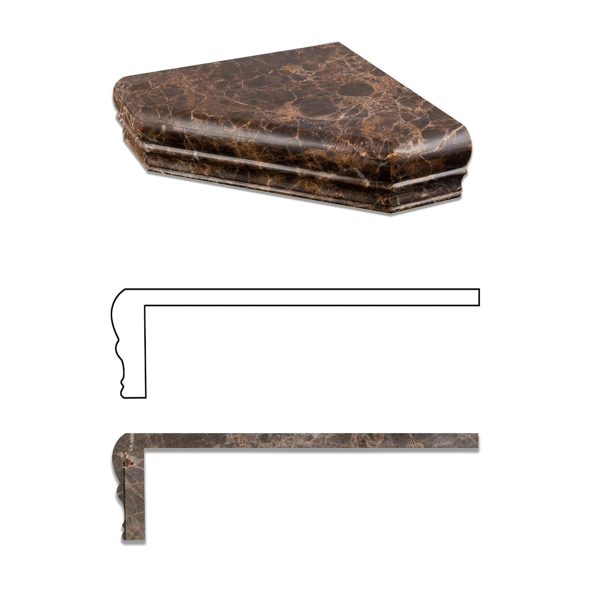 Emperador Dark Marble Shower Corner Shelf - Polished
