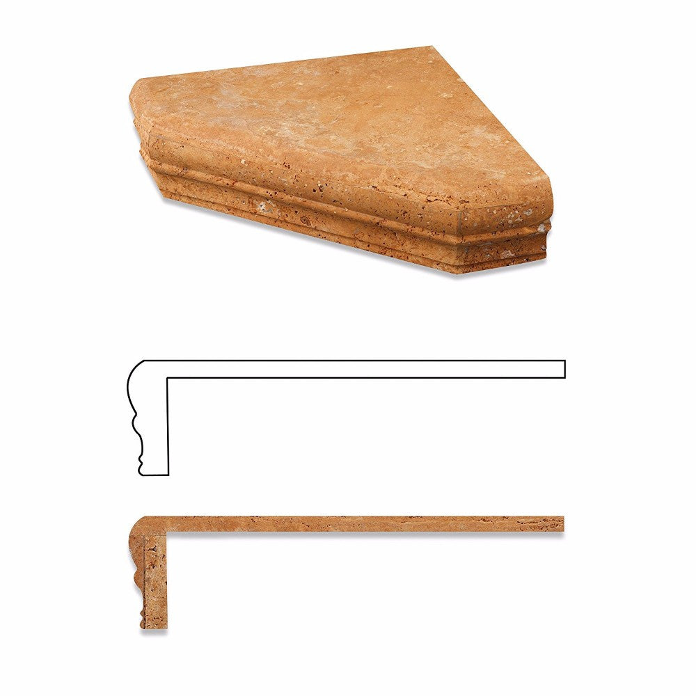 Gold Travertine Shower Corner Shelf - Honed