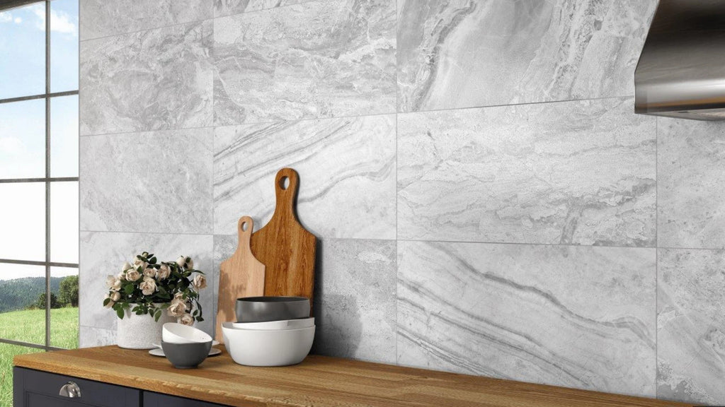 Vesta White Porcelain Tile – room scene