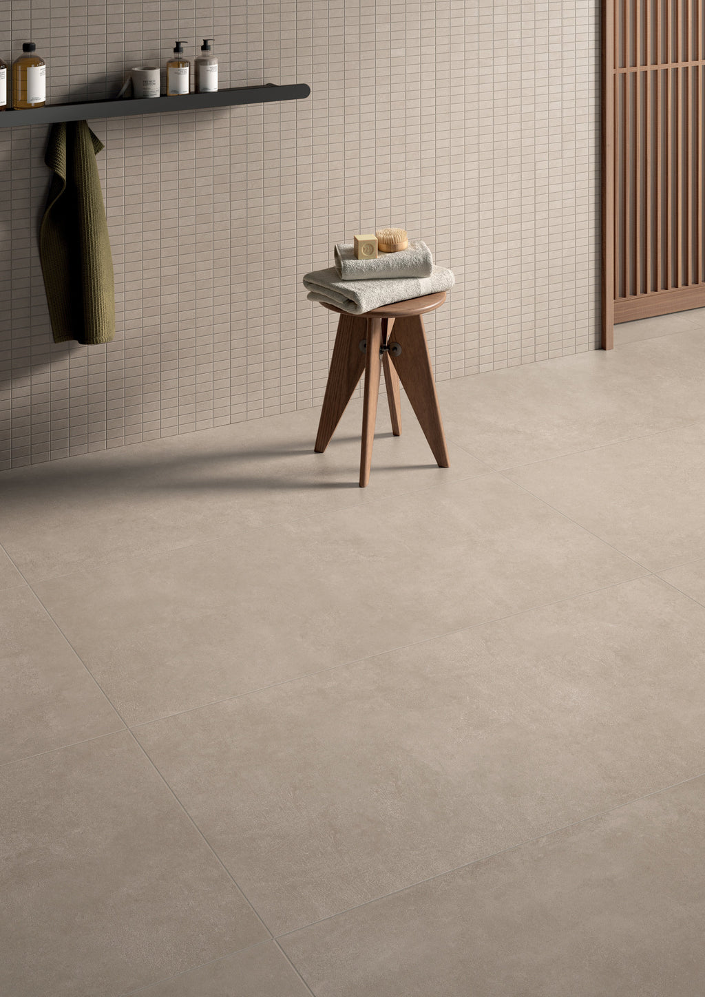 Glocal Harmony Porcelain Tile on a bathroom floor and wall