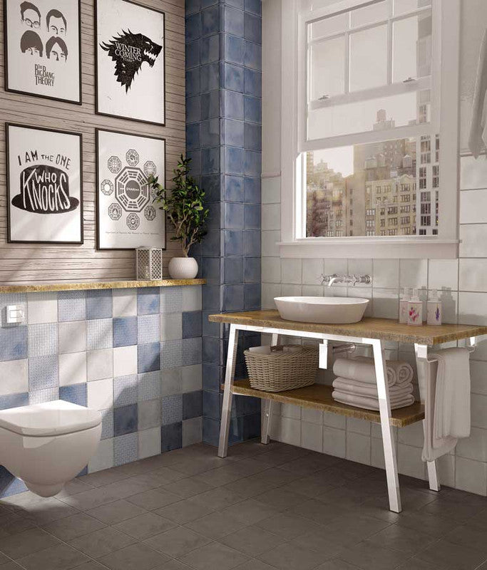 Splendours Blue Night Ceramic Tile installed