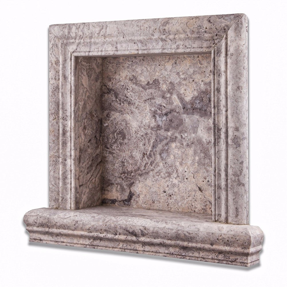 Silver Travertine Shower Niche Honed - Small