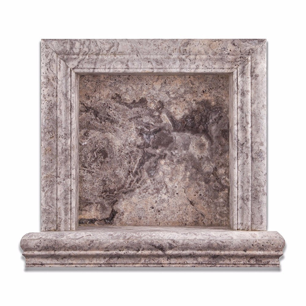 Silver Travertine Shower Niche Honed - Small