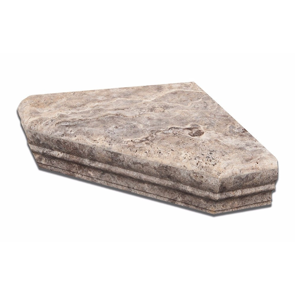 Silver Travertine Shower Corner Shelf - Honed