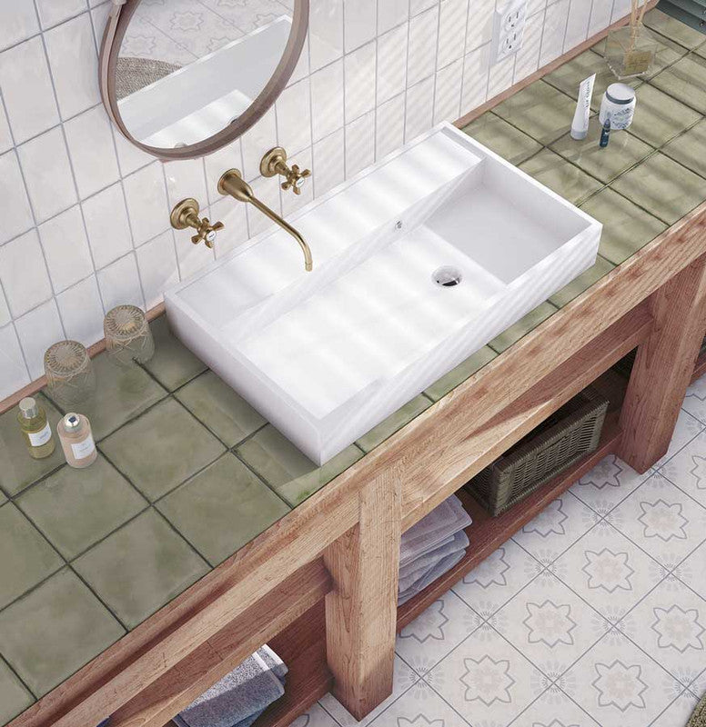 Splendours Green Ceramic Tile installed