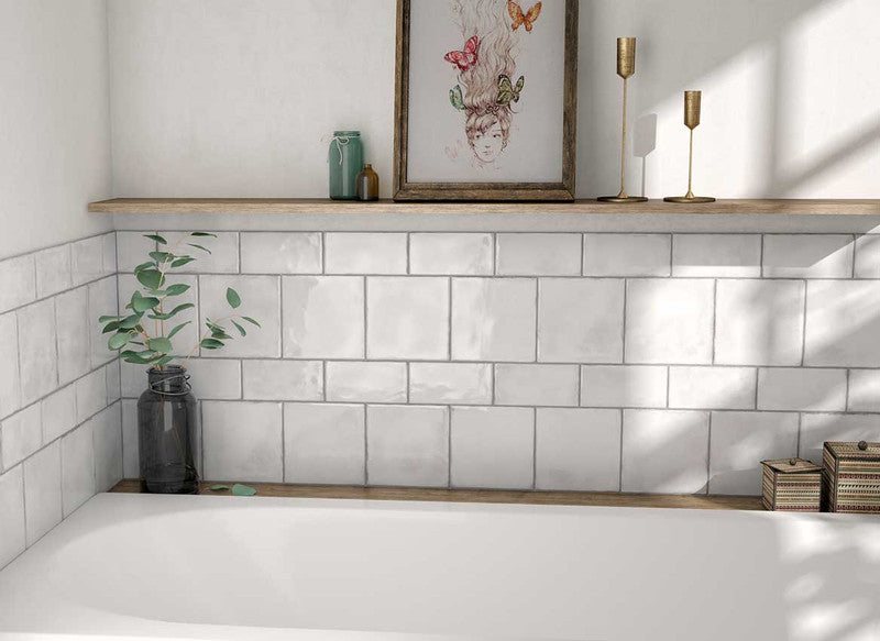Splendours White Ceramic Tile installed