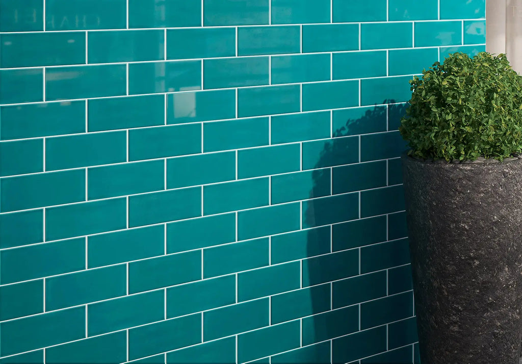 Joy Peacock Green Ceramic Wall Tile – room scene