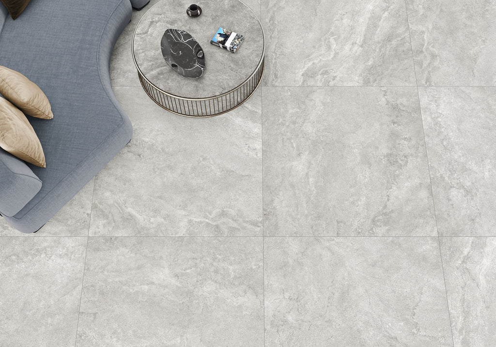 Pietra Blend Silver Porcelain Tile – room scene