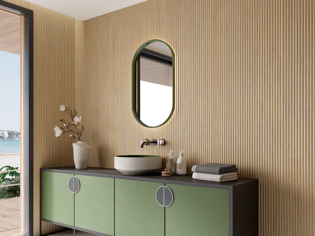 Wabi Redwood Porcelain Tile – room scene