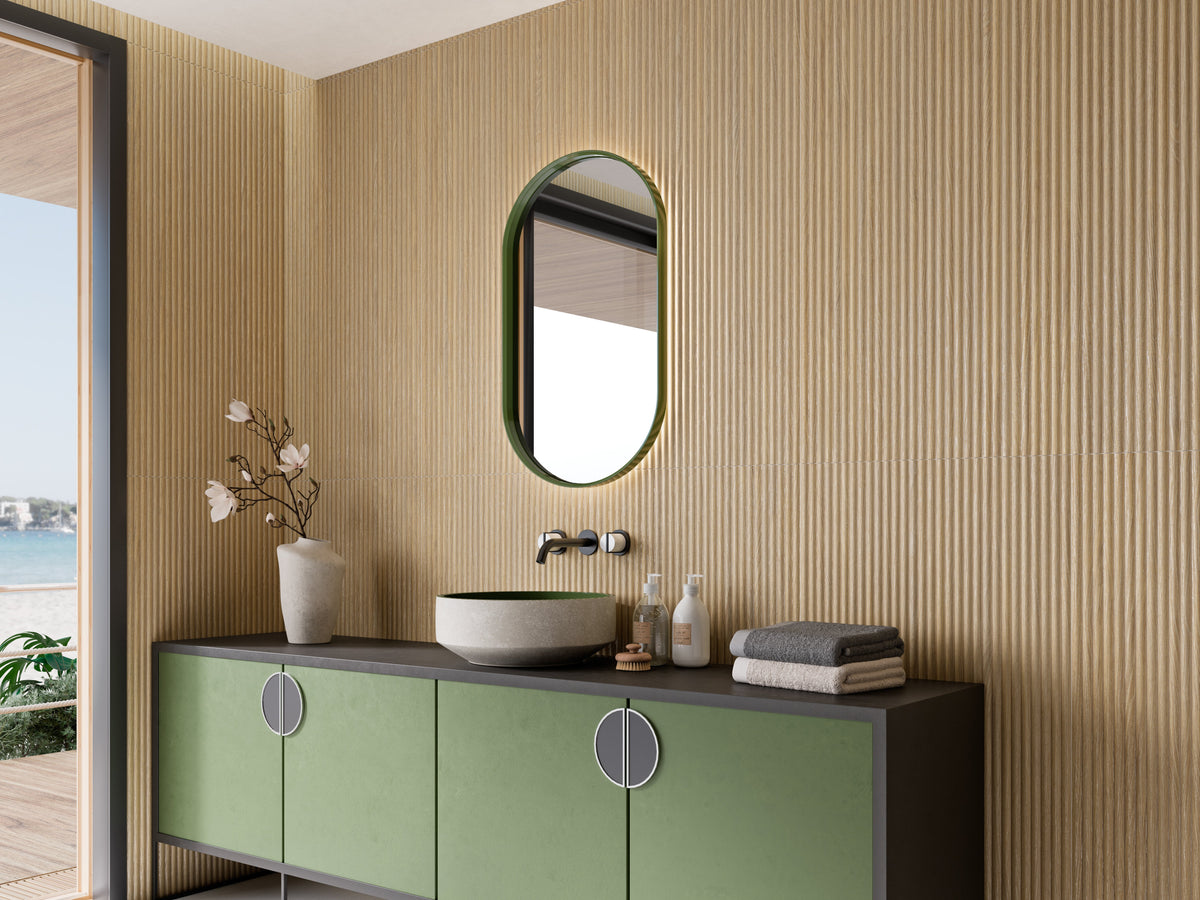 Wabi Redwood Porcelain Tile – room scene