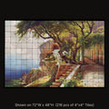 Pergola in Amalfi by Carl Frederik Aagaard, stone mural shown on 72"W x 48"H (216 pcs of 4"x4" tumbled marble tiles)