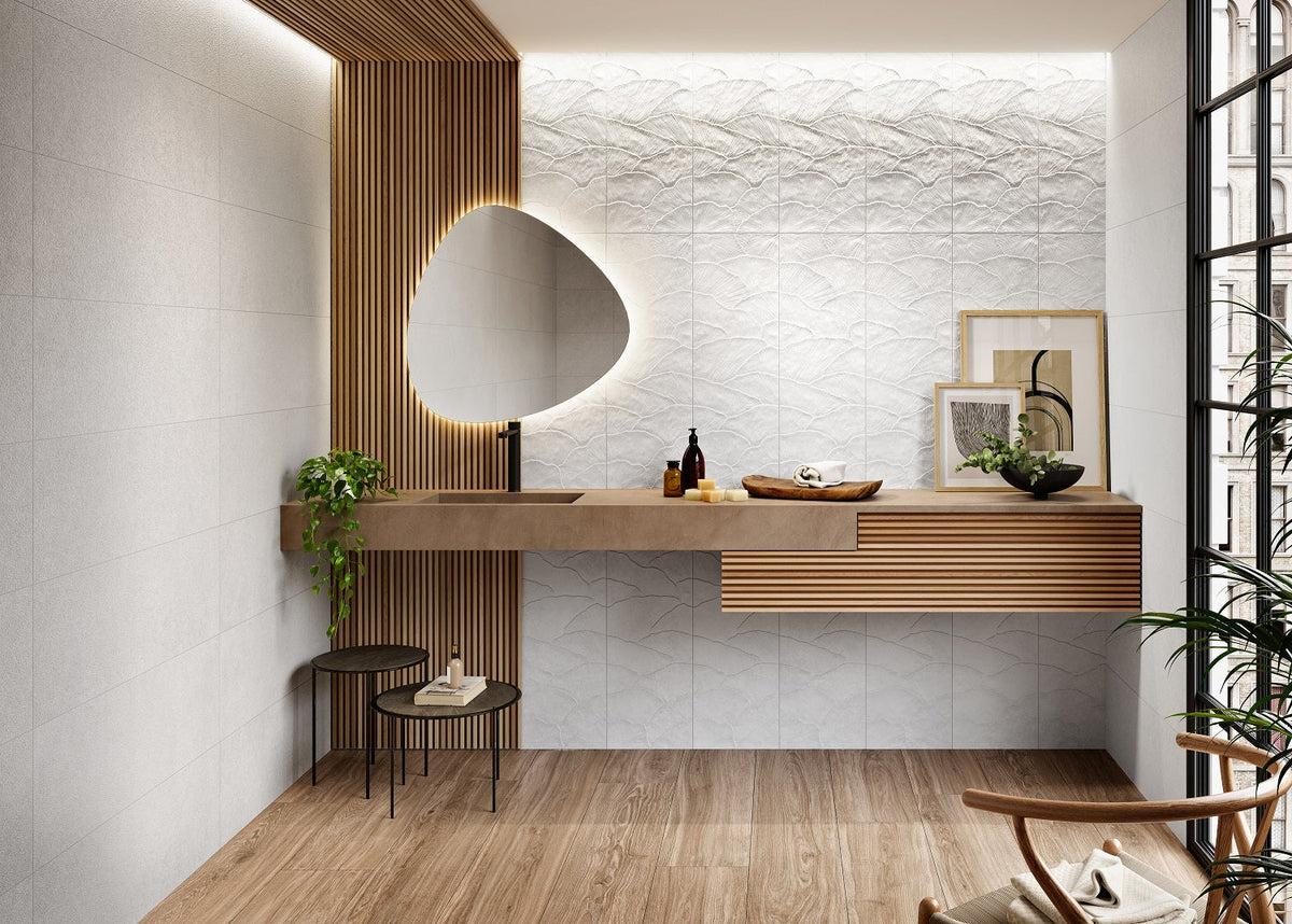 Art Glow White Ceramic Tile – room scene