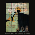 Job inspired by Jane Atché, stone mural shown on 16"W x 20"H (20 pcs of 4"x4" tumbled marble tiles)