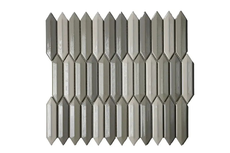 CC Mosaics Plus Mixed Gray, Taupe & White 3D Picket Porcelain Mosaic Tile